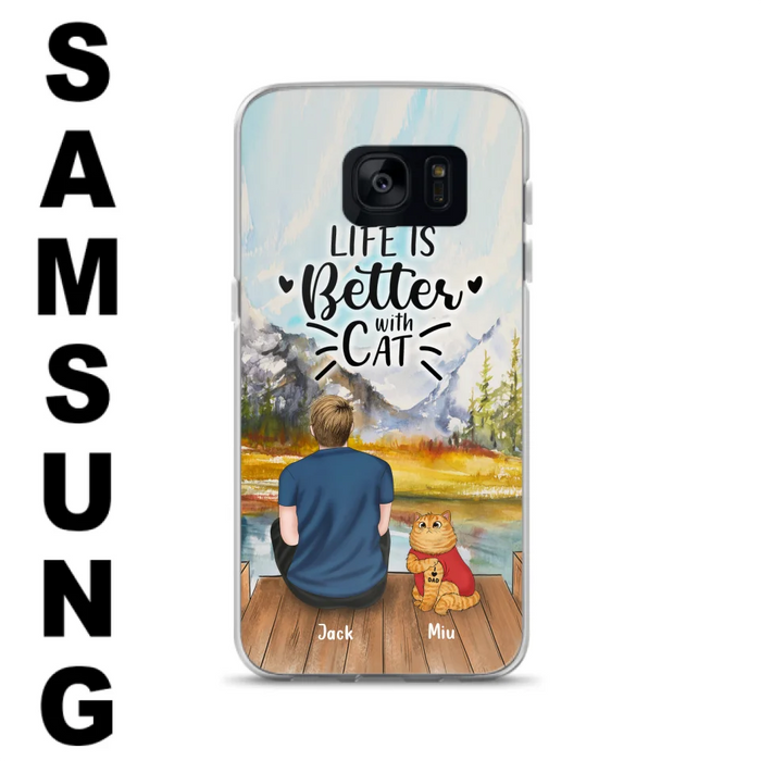 Custom Personalized Cat Dad Phone Case - Gifts For Cat Lovers With Upto 3 Cats - Best Cat Dad Ever - I Love Dad - Case For iPhone, Samsung And Xiaomi