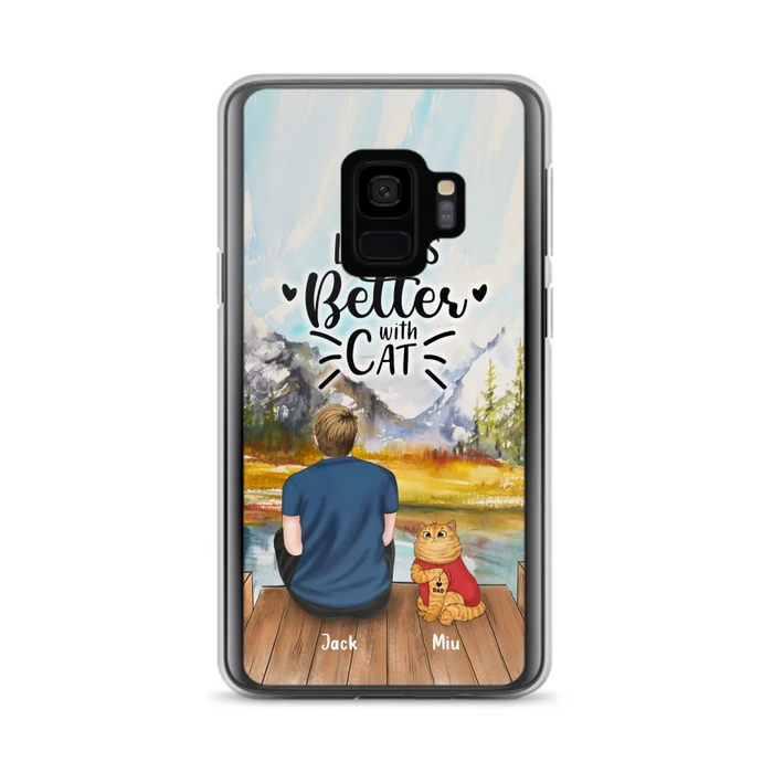 Custom Personalized Cat Dad Phone Case - Gifts For Cat Lovers With Upto 3 Cats - Best Cat Dad Ever - I Love Dad - Case For iPhone, Samsung And Xiaomi