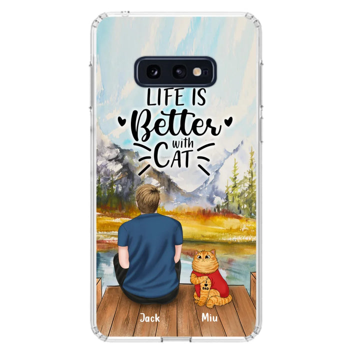 Custom Personalized Cat Dad Phone Case - Gifts For Cat Lovers With Upto 3 Cats - Best Cat Dad Ever - I Love Dad - Case For iPhone, Samsung And Xiaomi