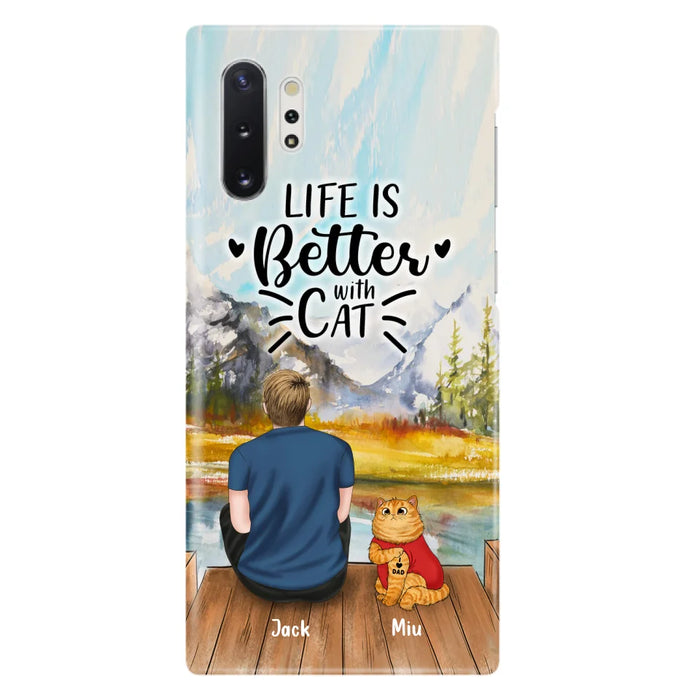 Custom Personalized Cat Dad Phone Case - Gifts For Cat Lovers With Upto 3 Cats - Best Cat Dad Ever - I Love Dad - Case For iPhone, Samsung And Xiaomi