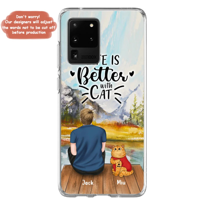 Custom Personalized Cat Dad Phone Case - Gifts For Cat Lovers With Upto 3 Cats - Best Cat Dad Ever - I Love Dad - Case For iPhone, Samsung And Xiaomi