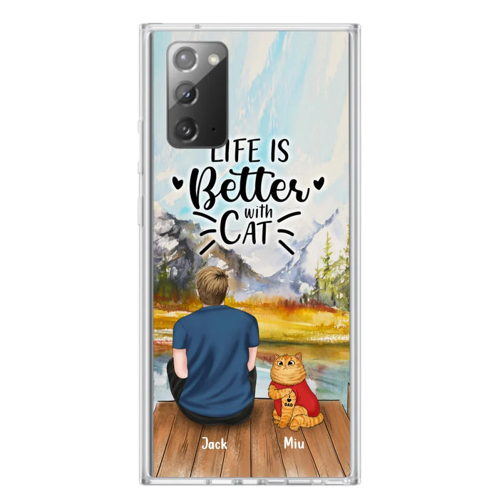 Custom Personalized Cat Dad Phone Case - Gifts For Cat Lovers With Upto 3 Cats - Best Cat Dad Ever - I Love Dad - Case For iPhone, Samsung And Xiaomi