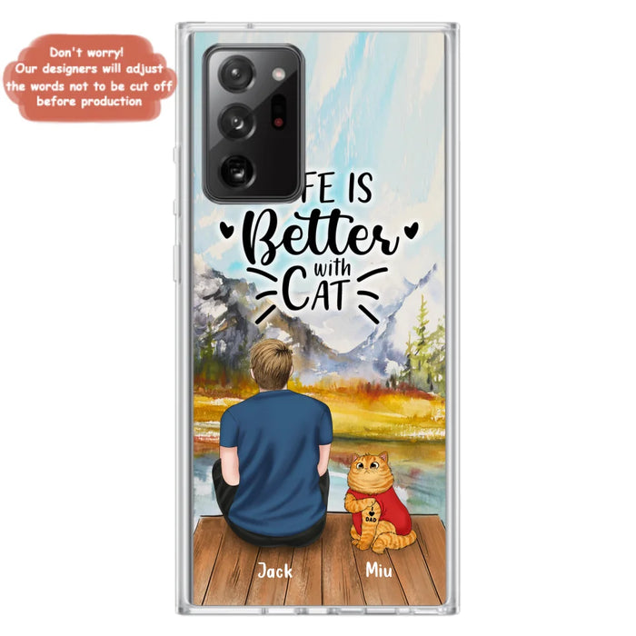 Custom Personalized Cat Dad Phone Case - Gifts For Cat Lovers With Upto 3 Cats - Best Cat Dad Ever - I Love Dad - Case For iPhone, Samsung And Xiaomi