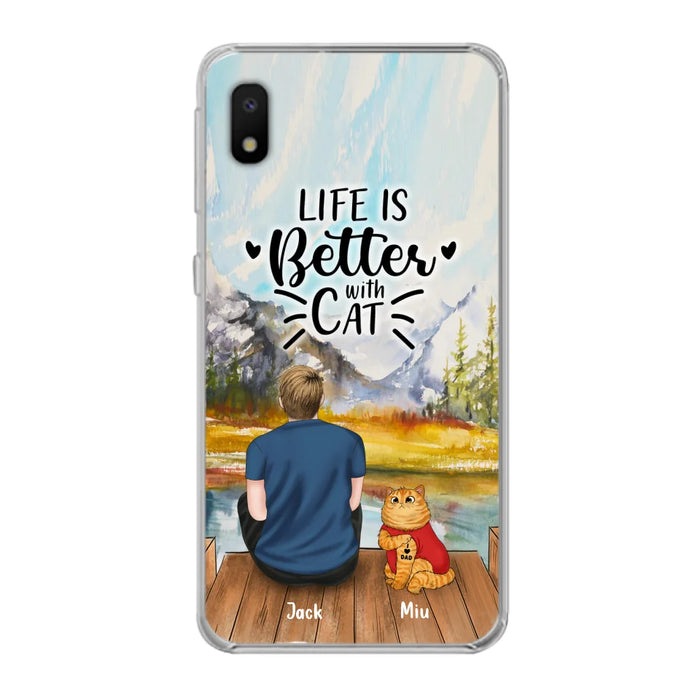 Custom Personalized Cat Dad Phone Case - Gifts For Cat Lovers With Upto 3 Cats - Best Cat Dad Ever - I Love Dad - Case For iPhone, Samsung And Xiaomi