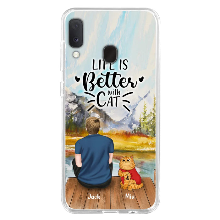 Custom Personalized Cat Dad Phone Case - Gifts For Cat Lovers With Upto 3 Cats - Best Cat Dad Ever - I Love Dad - Case For iPhone, Samsung And Xiaomi