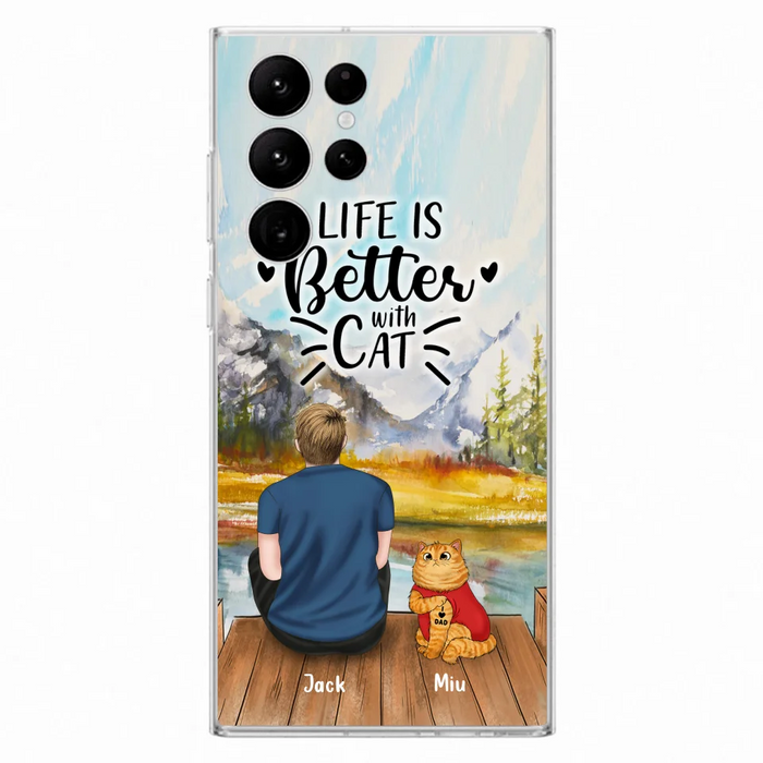 Custom Personalized Cat Dad Phone Case - Gifts For Cat Lovers With Upto 3 Cats - Best Cat Dad Ever - I Love Dad - Case For iPhone, Samsung And Xiaomi