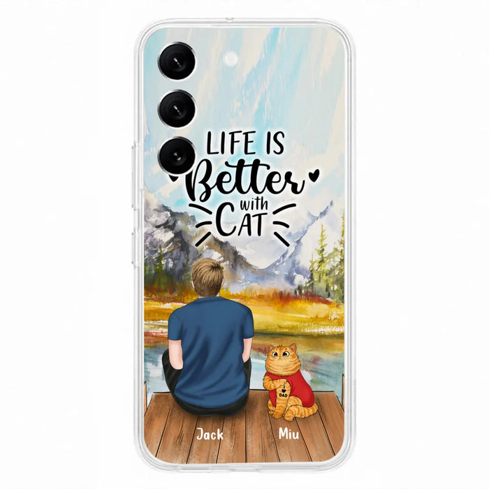 Custom Personalized Cat Dad Phone Case - Gifts For Cat Lovers With Upto 3 Cats - Best Cat Dad Ever - I Love Dad - Case For iPhone, Samsung And Xiaomi