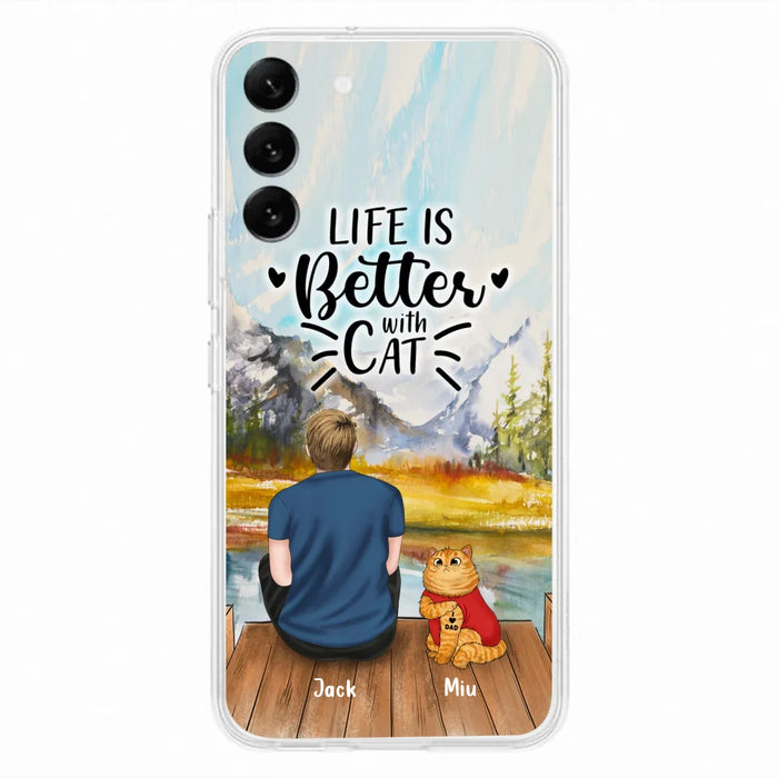 Custom Personalized Cat Dad Phone Case - Gifts For Cat Lovers With Upto 3 Cats - Best Cat Dad Ever - I Love Dad - Case For iPhone, Samsung And Xiaomi