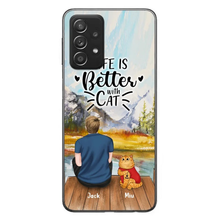 Custom Personalized Cat Dad Phone Case - Gifts For Cat Lovers With Upto 3 Cats - Best Cat Dad Ever - I Love Dad - Case For iPhone, Samsung And Xiaomi