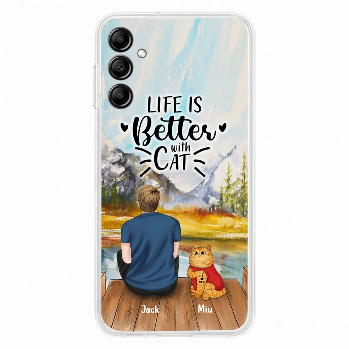 Custom Personalized Cat Dad Phone Case - Gifts For Cat Lovers With Upto 3 Cats - Best Cat Dad Ever - I Love Dad - Case For iPhone, Samsung And Xiaomi