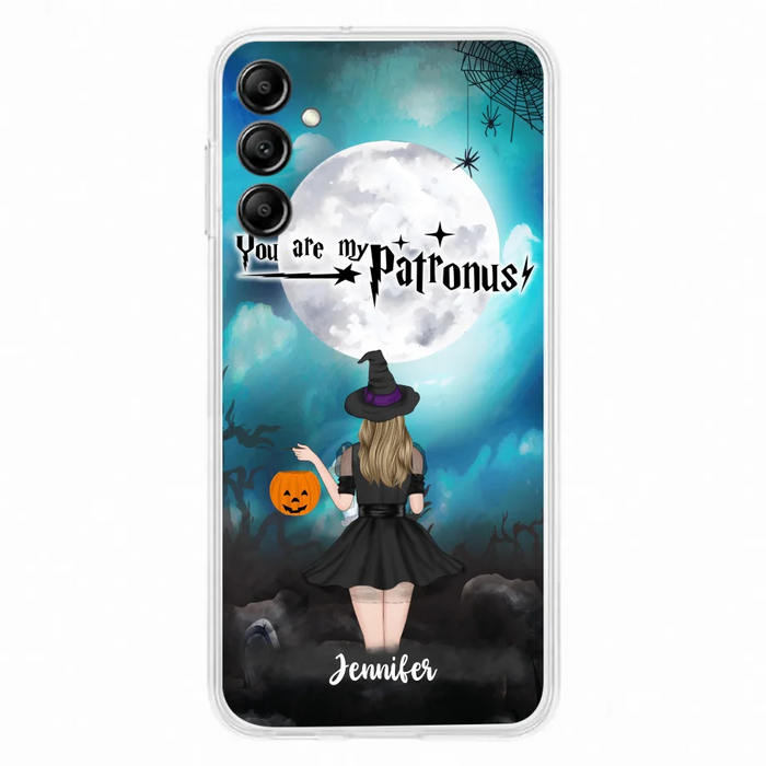 Custom Personalized Halloween Phone Case - Up to 3 Girls and 2 Cats - You Are My Patronus - Wiccan Decor/Pagan Decor