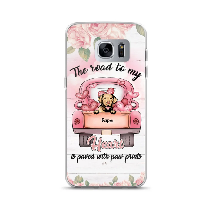 Custom Personalized Dog Phone Case - Best Gifts For Dog Lovers With Upto 5 Dogs - The Road To My Heart Is Paved With Paw Prints