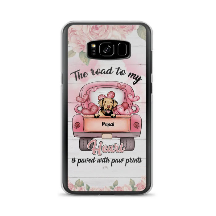 Custom Personalized Dog Phone Case - Best Gifts For Dog Lovers With Upto 5 Dogs - The Road To My Heart Is Paved With Paw Prints