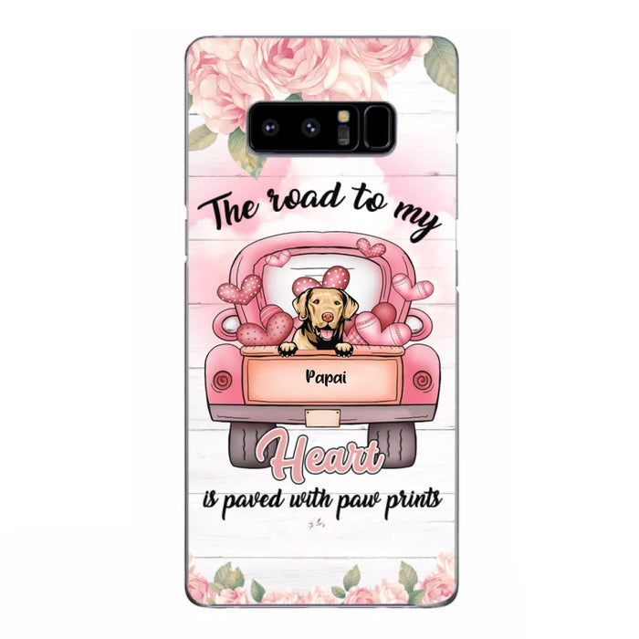 Custom Personalized Dog Phone Case - Best Gifts For Dog Lovers With Upto 5 Dogs - The Road To My Heart Is Paved With Paw Prints