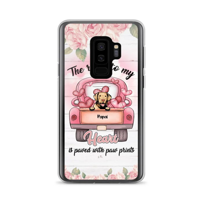 Custom Personalized Dog Phone Case - Best Gifts For Dog Lovers With Upto 5 Dogs - The Road To My Heart Is Paved With Paw Prints