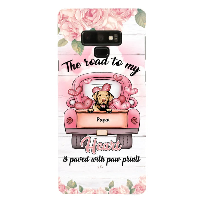 Custom Personalized Dog Phone Case - Best Gifts For Dog Lovers With Upto 5 Dogs - The Road To My Heart Is Paved With Paw Prints