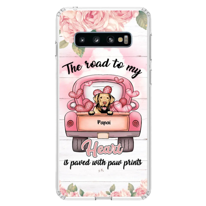 Custom Personalized Dog Phone Case - Best Gifts For Dog Lovers With Upto 5 Dogs - The Road To My Heart Is Paved With Paw Prints