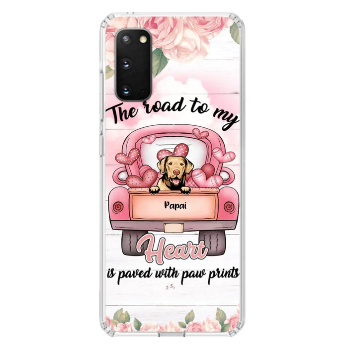 Custom Personalized Dog Phone Case - Best Gifts For Dog Lovers With Upto 5 Dogs - The Road To My Heart Is Paved With Paw Prints