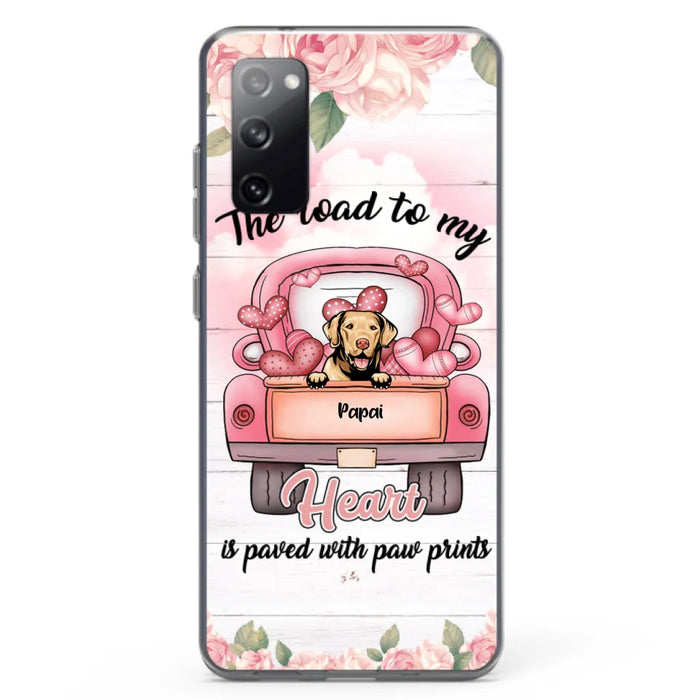 Custom Personalized Dog Phone Case - Best Gifts For Dog Lovers With Upto 5 Dogs - The Road To My Heart Is Paved With Paw Prints