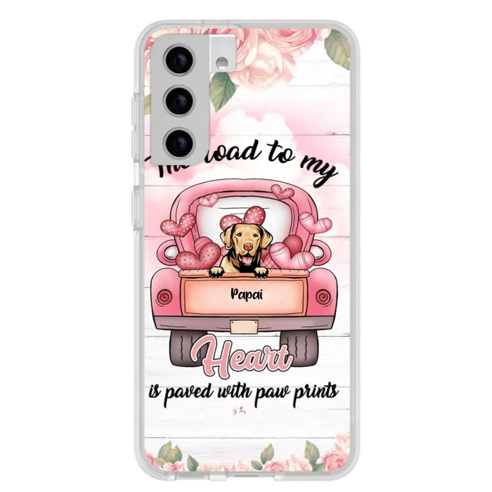 Custom Personalized Dog Phone Case - Best Gifts For Dog Lovers With Upto 5 Dogs - The Road To My Heart Is Paved With Paw Prints