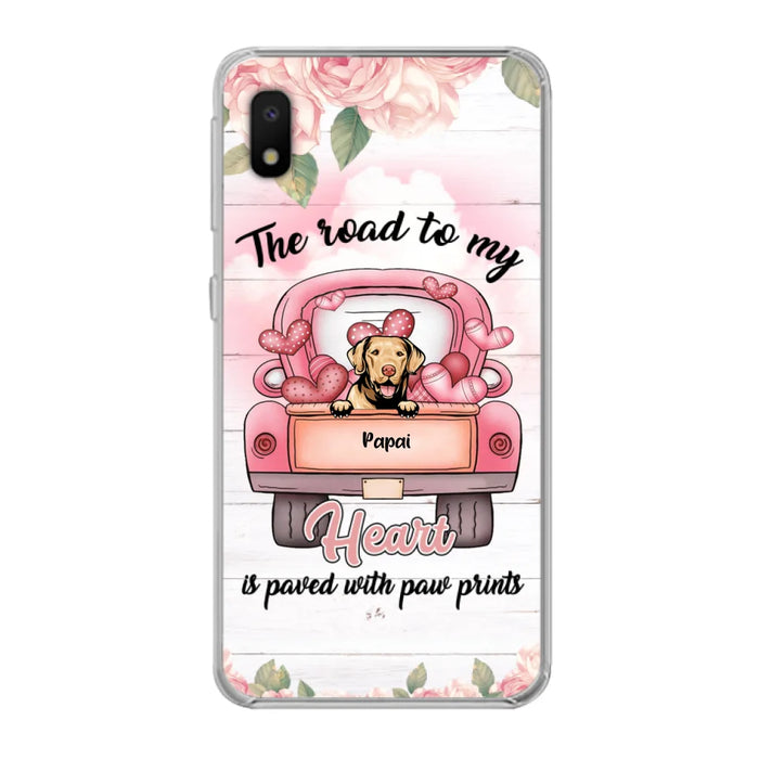 Custom Personalized Dog Phone Case - Best Gifts For Dog Lovers With Upto 5 Dogs - The Road To My Heart Is Paved With Paw Prints