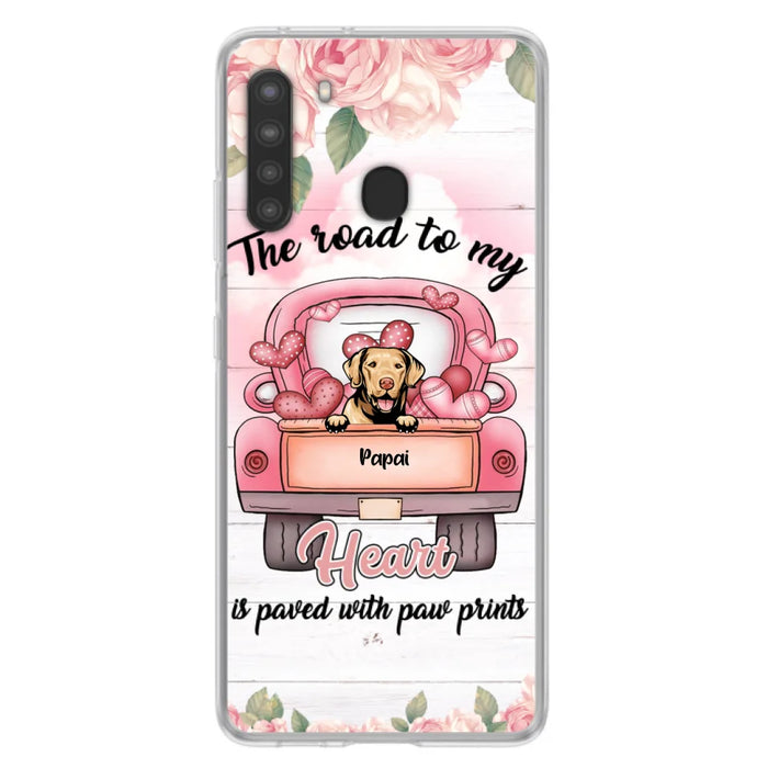 Custom Personalized Dog Phone Case - Best Gifts For Dog Lovers With Upto 5 Dogs - The Road To My Heart Is Paved With Paw Prints