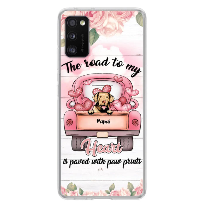 Custom Personalized Dog Phone Case - Best Gifts For Dog Lovers With Upto 5 Dogs - The Road To My Heart Is Paved With Paw Prints