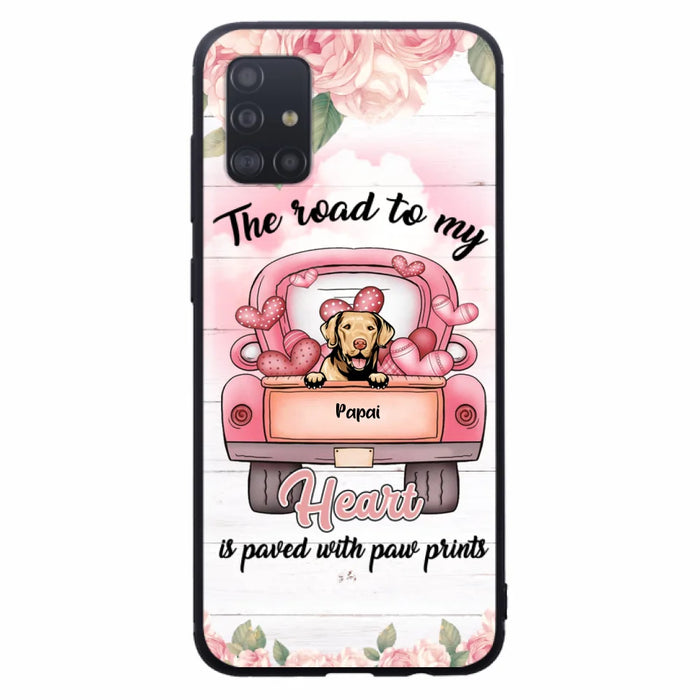 Custom Personalized Dog Phone Case - Best Gifts For Dog Lovers With Upto 5 Dogs - The Road To My Heart Is Paved With Paw Prints