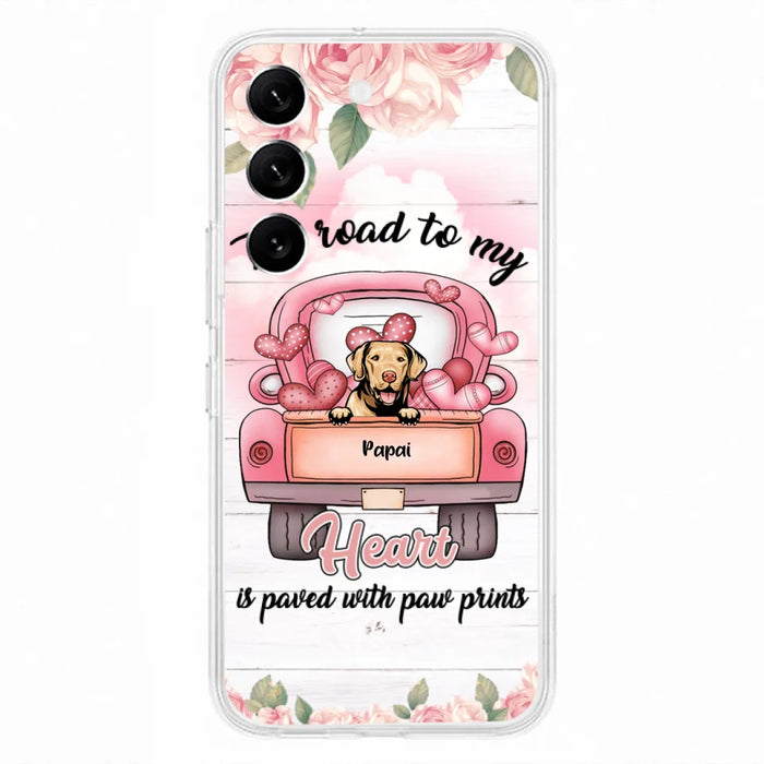 Custom Personalized Dog Phone Case - Best Gifts For Dog Lovers With Upto 5 Dogs - The Road To My Heart Is Paved With Paw Prints