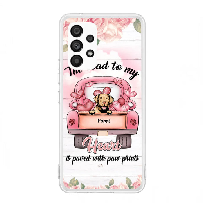 Custom Personalized Dog Phone Case - Best Gifts For Dog Lovers With Upto 5 Dogs - The Road To My Heart Is Paved With Paw Prints