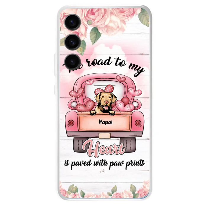 Custom Personalized Dog Phone Case - Best Gifts For Dog Lovers With Upto 5 Dogs - The Road To My Heart Is Paved With Paw Prints