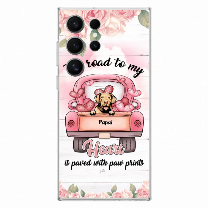 Custom Personalized Dog Phone Case - Best Gifts For Dog Lovers With Upto 5 Dogs - The Road To My Heart Is Paved With Paw Prints