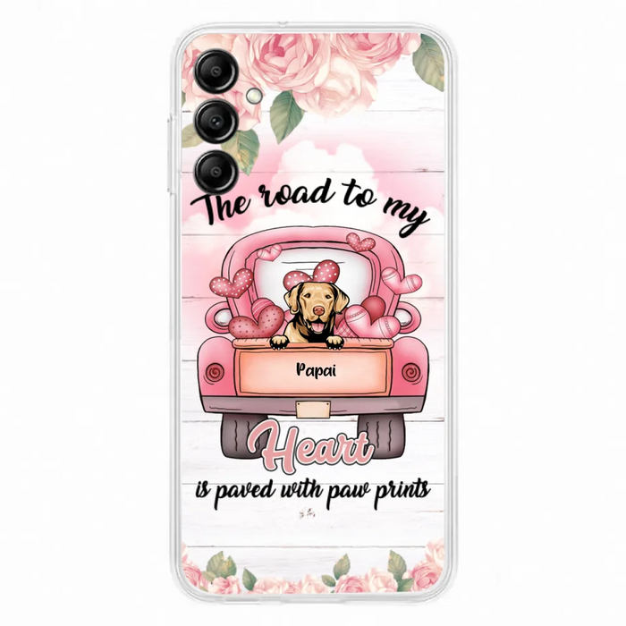 Custom Personalized Dog Phone Case - Best Gifts For Dog Lovers With Upto 5 Dogs - The Road To My Heart Is Paved With Paw Prints