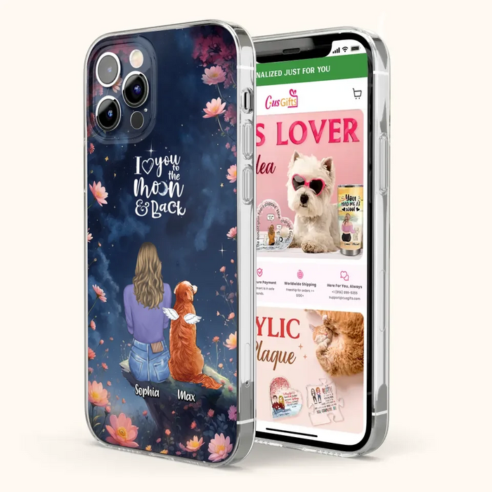 Custom Personalized Pet Phone Case - Gift Idea For Dog/ Cat/ Rabbit Owner - Case For iPhone/ Samsung - I Love You To The Moon & Back