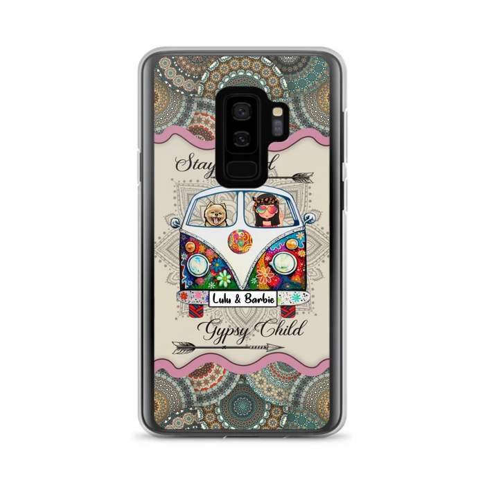 Personalized Hippie Phone Case - Girl with up to 3 Pets - Stay wild gypsy child