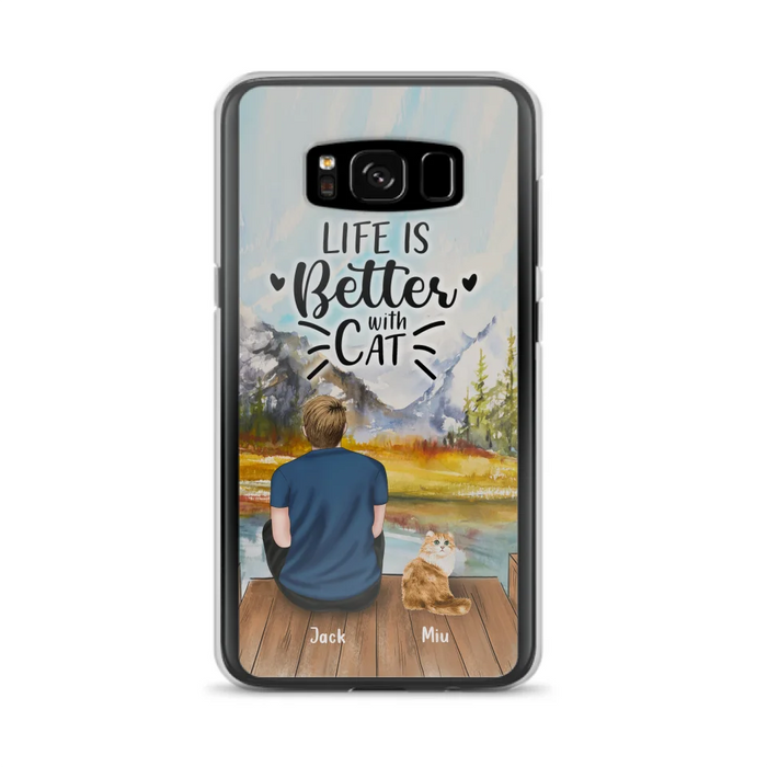 Custom Personalized Cat Dad Phone Case - Gifts For Cat Lovers With Upto 4 Cats - Best Cat Dad Ever - Case For iPhone, Samsung And Xiaomi