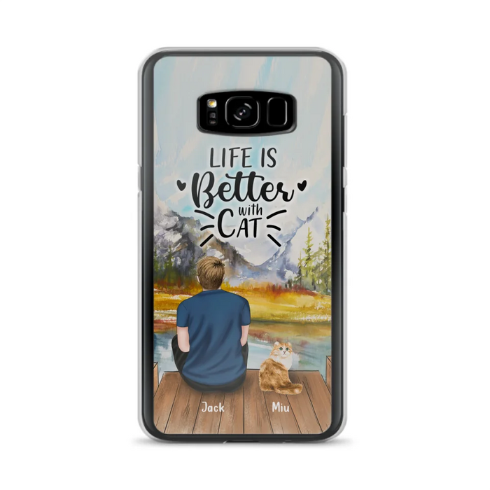 Custom Personalized Cat Dad Phone Case - Gifts For Cat Lovers With Upto 4 Cats - Best Cat Dad Ever - Case For iPhone, Samsung And Xiaomi