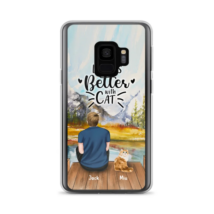 Custom Personalized Cat Dad Phone Case - Gifts For Cat Lovers With Upto 4 Cats - Best Cat Dad Ever - Case For iPhone, Samsung And Xiaomi