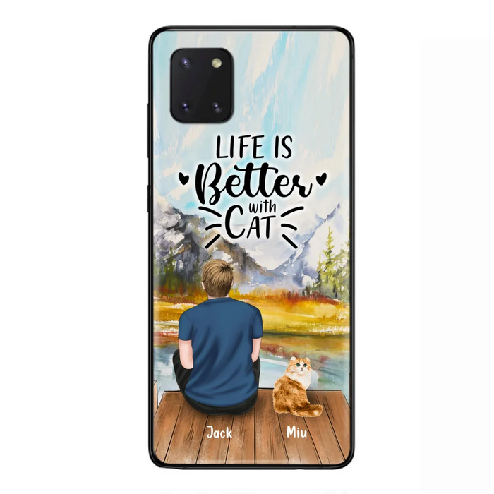 Custom Personalized Cat Dad Phone Case - Gifts For Cat Lovers With Upto 4 Cats - Best Cat Dad Ever - Case For iPhone, Samsung And Xiaomi