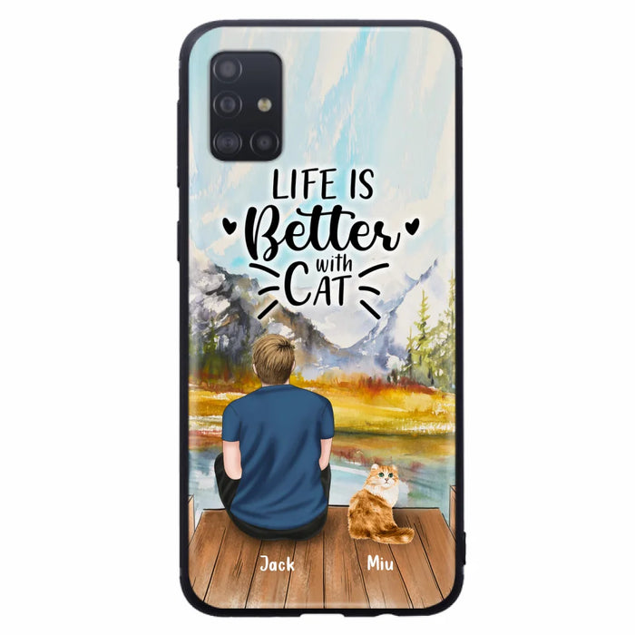 Custom Personalized Cat Dad Phone Case - Gifts For Cat Lovers With Upto 4 Cats - Best Cat Dad Ever - Case For iPhone, Samsung And Xiaomi