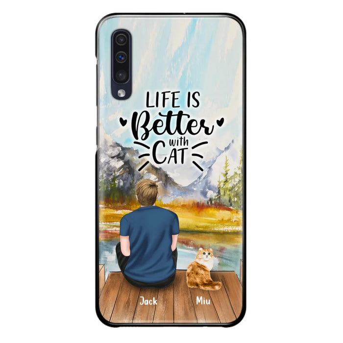 Custom Personalized Cat Dad Phone Case - Gifts For Cat Lovers With Upto 4 Cats - Best Cat Dad Ever - Case For iPhone, Samsung And Xiaomi