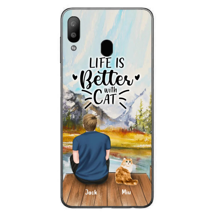 Custom Personalized Cat Dad Phone Case - Gifts For Cat Lovers With Upto 4 Cats - Best Cat Dad Ever - Case For iPhone, Samsung And Xiaomi