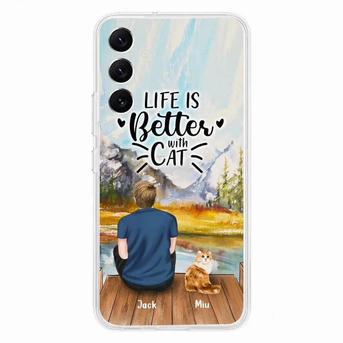 Custom Personalized Cat Dad Phone Case - Gifts For Cat Lovers With Upto 4 Cats - Best Cat Dad Ever - Case For iPhone, Samsung And Xiaomi