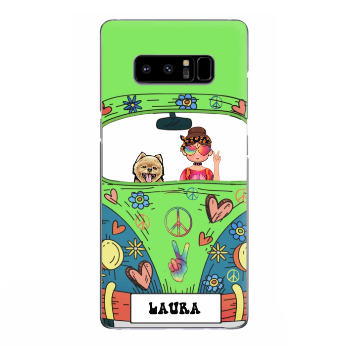 Custom Personalized Hippie Girl Phone Case - Girl with up to 3 Pets - Case for iPhone, Samsung and Xiaomi