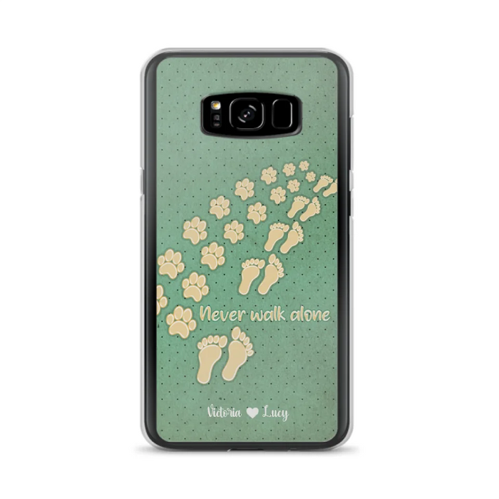 Custom Personalized Dogs's Paws Phone Case - Best Gift Idea For Dog Lovers With Upto 3 Dogs's Paws - Never Walk ALone - Case For iPhone, Samsung And Xiaomi