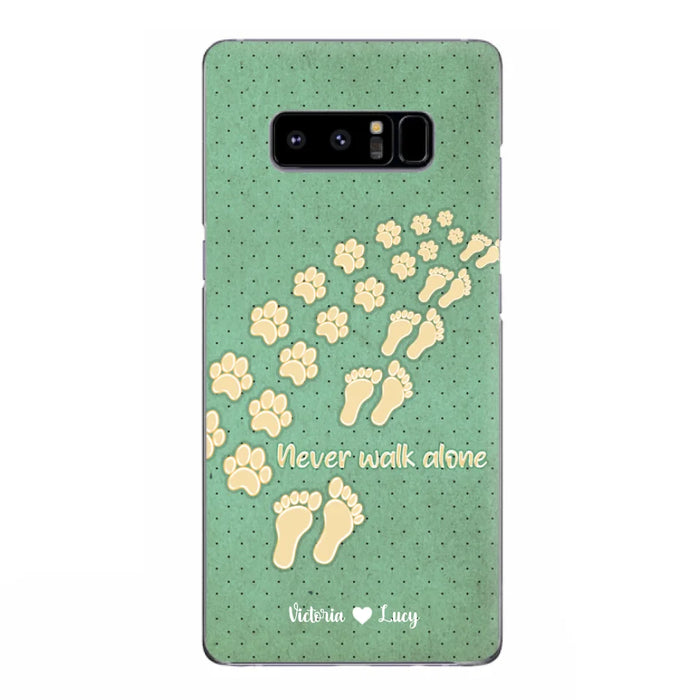 Custom Personalized Dogs's Paws Phone Case - Best Gift Idea For Dog Lovers With Upto 3 Dogs's Paws - Never Walk ALone - Case For iPhone, Samsung And Xiaomi