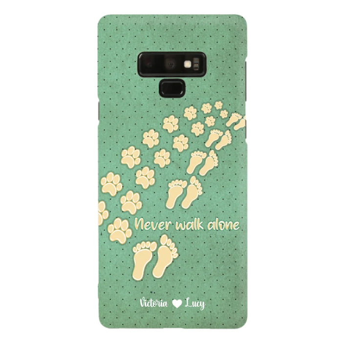 Custom Personalized Dogs's Paws Phone Case - Best Gift Idea For Dog Lovers With Upto 3 Dogs's Paws - Never Walk ALone - Case For iPhone, Samsung And Xiaomi