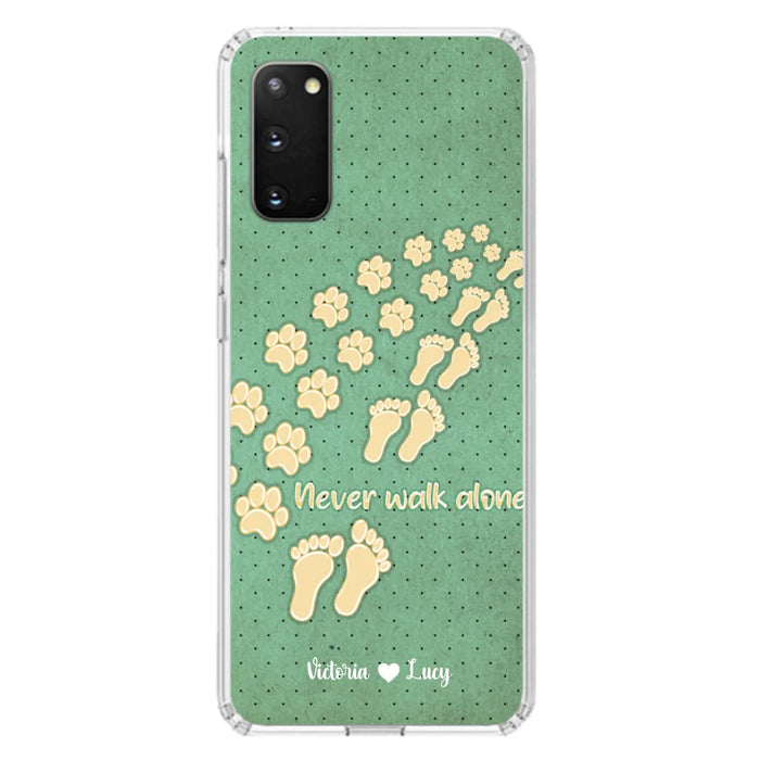 Custom Personalized Dogs's Paws Phone Case - Best Gift Idea For Dog Lovers With Upto 3 Dogs's Paws - Never Walk ALone - Case For iPhone, Samsung And Xiaomi