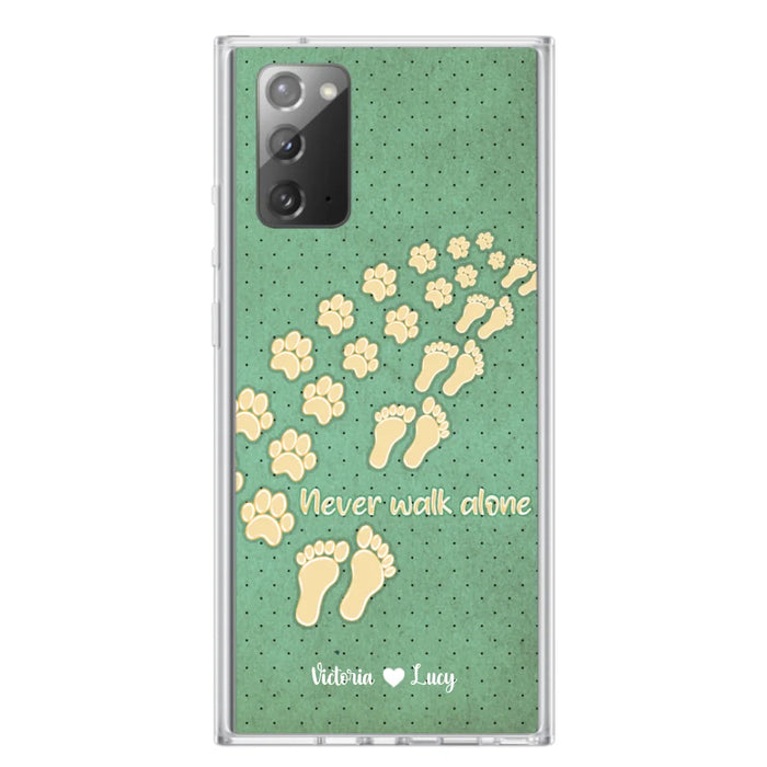 Custom Personalized Dogs's Paws Phone Case - Best Gift Idea For Dog Lovers With Upto 3 Dogs's Paws - Never Walk ALone - Case For iPhone, Samsung And Xiaomi