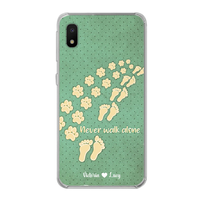 Custom Personalized Dogs's Paws Phone Case - Best Gift Idea For Dog Lovers With Upto 3 Dogs's Paws - Never Walk ALone - Case For iPhone, Samsung And Xiaomi